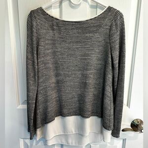 Peek-a-boo top.  Lightweight black and white long sleeve top